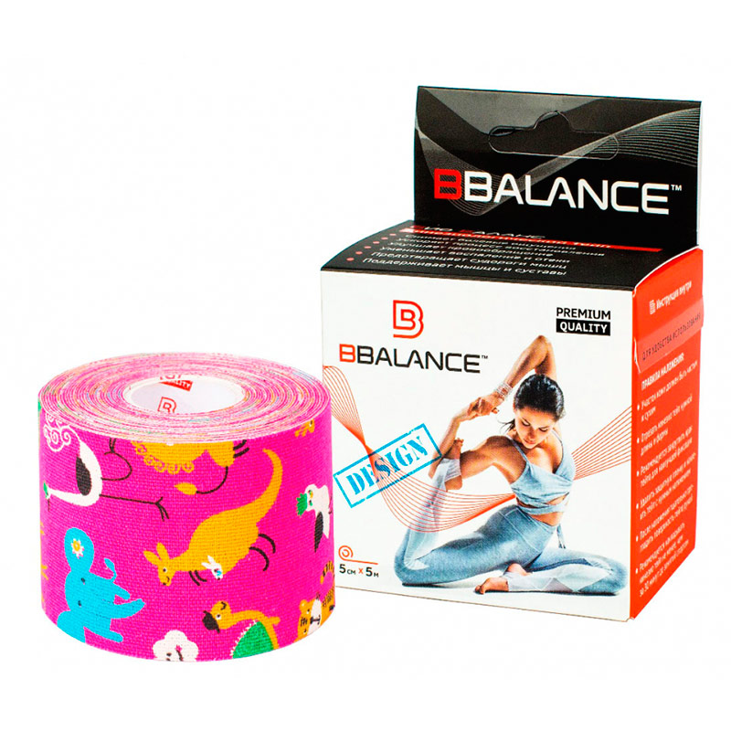 Кинезио тейп Bio Balance Tape 5см х 5м розовый/сафари.