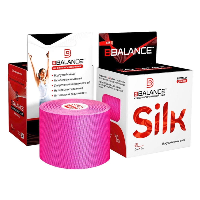 Кинезио Тейп Bio Balance Tape Silk 5см х 5м розовый