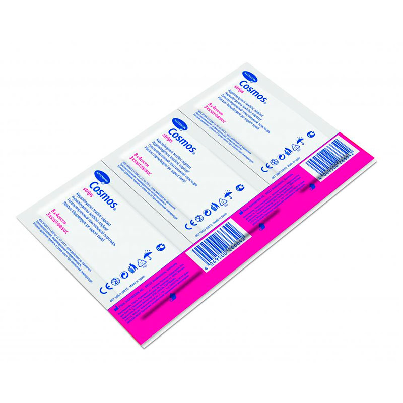 Пластырь Cosmos Strips нестерильный текстильный 8х4см 3 шт